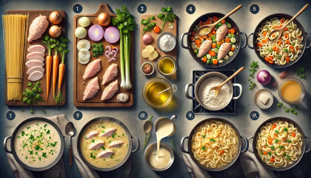Bowl of Creamy Chicken Noodle Soup