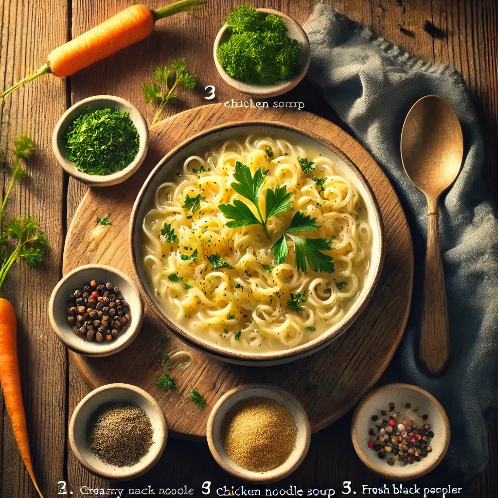Bowl of Creamy Chicken Noodle Soup